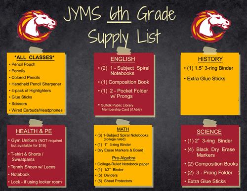 6th Grade Supplies